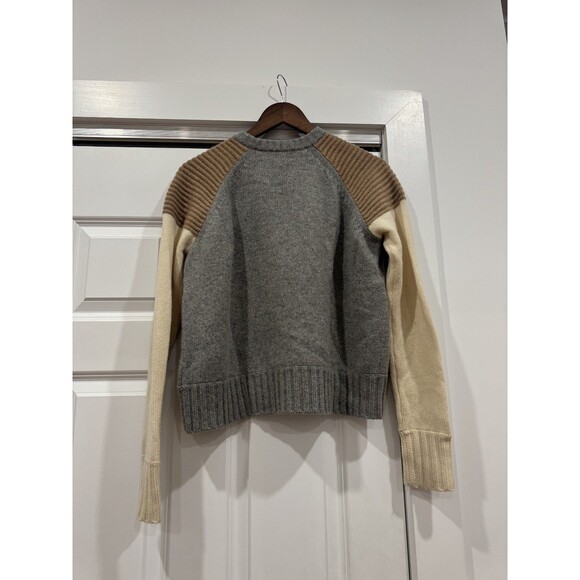 J.Crew Womens S Gray Colorblock Ribbed Crew Neck 100% Italian Cashmere Sweater - Picture 3 of 7